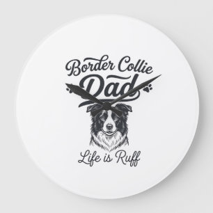 Grande Horloge Ronde Conception de chemise vintage Border Collie Papa L
