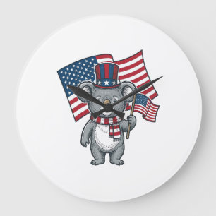 Grande Horloge Ronde Conception de chemise vintage patriotique koala dr