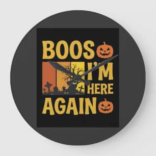 Grande Horloge Ronde Conception de cimetière rétro Boos d'Halloween, je