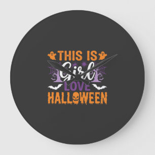 Grande Horloge Ronde Conception de fantôme Halloween Girl Love_1