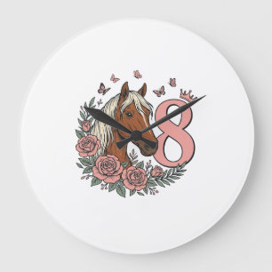 Grande Horloge Ronde Conception de gravure vintage florale pour le 8e a
