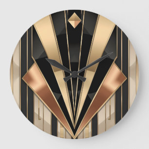 Grande Horloge Ronde Conception de luxe géométrique Art Déco en soleil 