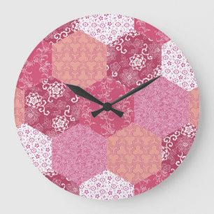 Grande Horloge Ronde Conception de Motif de Patchwork de style japonais