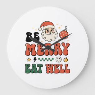 Grande Horloge Ronde Conception de Noël Merry Manger Bien Santa