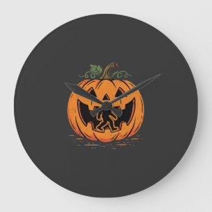 Grande Horloge Ronde Conception de silhouette de citrouille Halloween B