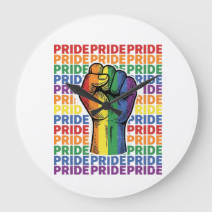 Grande Horloge Ronde Conception de T-shirt arc-en-ciel Vintage Pride Ra