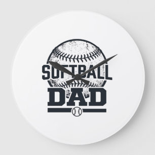 Grande Horloge Ronde Conception de T-Shirt Vectoriel Papa Softball Vint