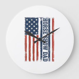 Grande Horloge Ronde Conception de T-shirt vintage avec drapeau américa