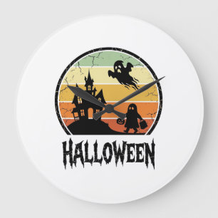 Grande Horloge Ronde Conception de T-shirt Vintage Halloween Maison Han
