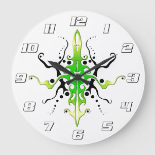 Grande Horloge Ronde Conception de tatouage Tribal Masque Abstrait - ve