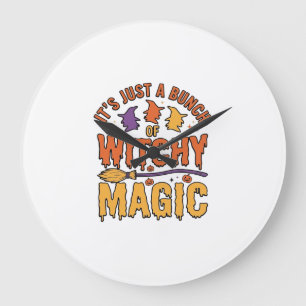 Grande Horloge Ronde Conception de typographie Halloween magique ensorc