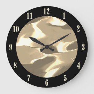 Grande Horloge Ronde Conception de vagues de brun et de beige