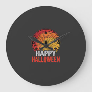 Grande Horloge Ronde Conception de vecteur de toile d'araignée Hallowee