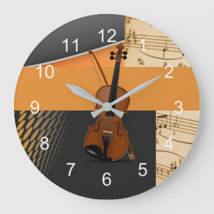 Grande Horloge Ronde Conception de violon abstrait