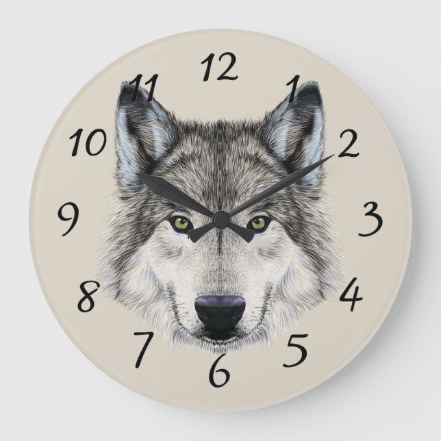 Grande Horloge Ronde Conception de visage de loup (Recto)