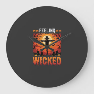 Grande Horloge Ronde Conception d'épouvantail d'Halloween qui fait mal_