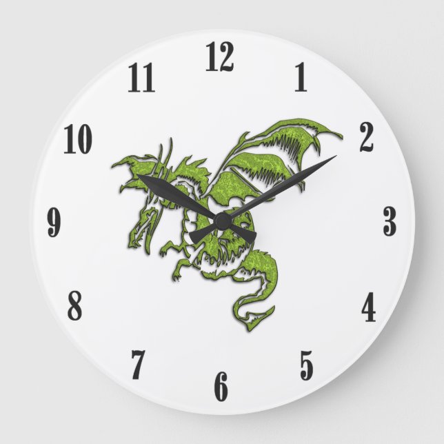 Grande Horloge Ronde Conception Dragon Volant Nombres Noirs (Recto)