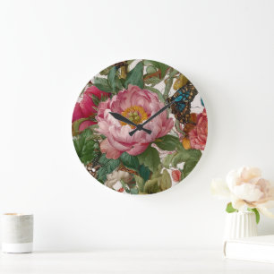 Grande Horloge Ronde Conception florale audacieuse et époustouflante Pa