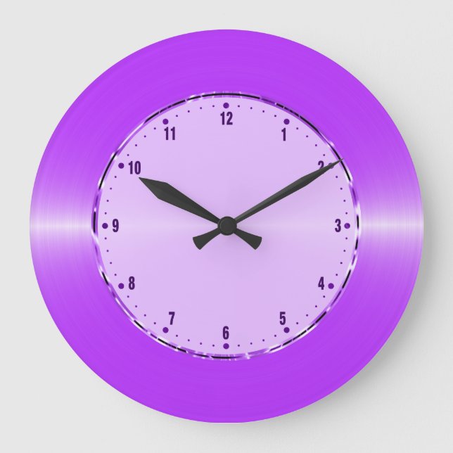 Grande Horloge Ronde Conception métallique violette Acier inoxydable Lo (Recto)