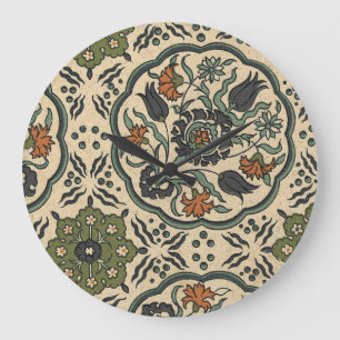 Grande Horloge Ronde Conception persane florale décorative de tuile