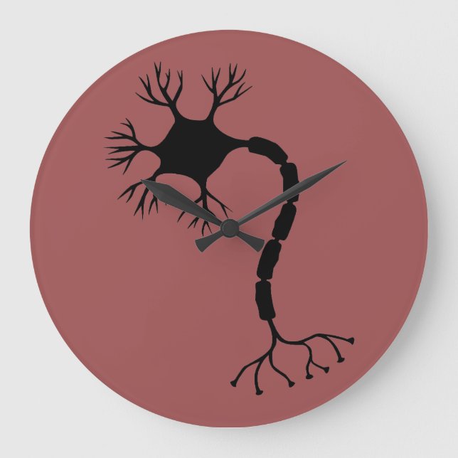 Grande Horloge Ronde Conception simple de neurone noir (Recto)