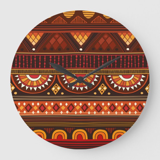 Grande Horloge Ronde Conception Tribal sans soudure pour diverses utili (Recto)