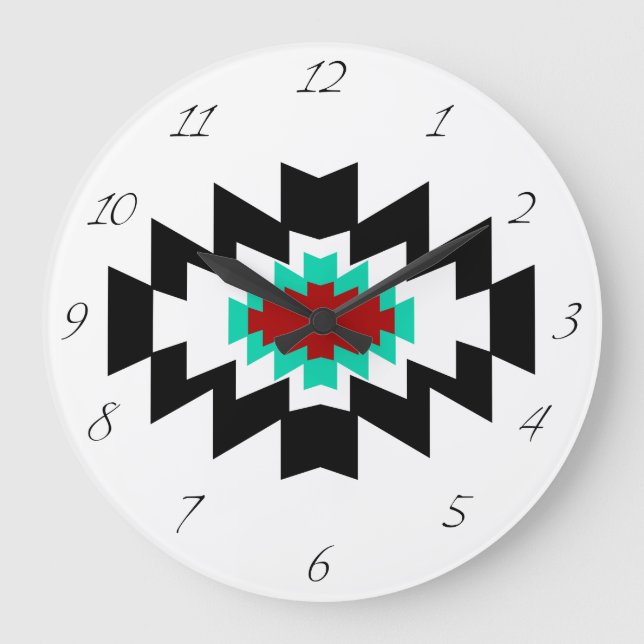 Grande Horloge Ronde Conception tribale amérindienne du sud-ouest de l' (Recto)