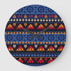 Grande Horloge Ronde Conception Tribale : Motif multifonctionnel sans f