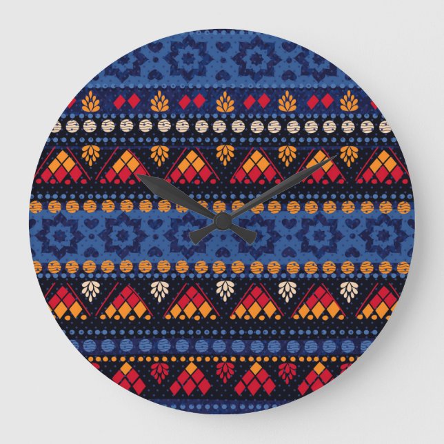 Grande Horloge Ronde Conception Tribale : Motif multifonctionnel sans f (Recto)