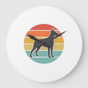 Grande Horloge Ronde Conception vectorielle de silhouette de chien au c