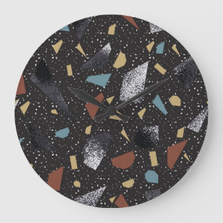 Grande Horloge Ronde Conception Vintage de surface Terrazzo