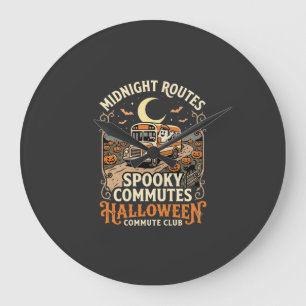 Grande Horloge Ronde Conducteur de bus Halloween Route de minuit