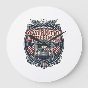 Grande Horloge Ronde Conducteur de bus scolaire patriotique