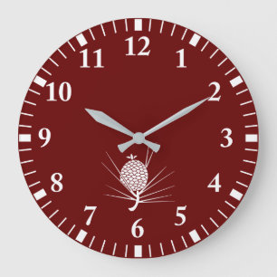 Grande Horloge Ronde Cône de pin avec aiguilles