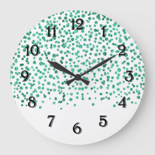 Grande Horloge Ronde Confetti scintillant menthe