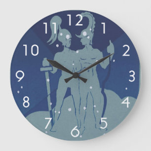 Grande Horloge Ronde Constellation jumeaux Gémeaux Astrologie Zodiaque 