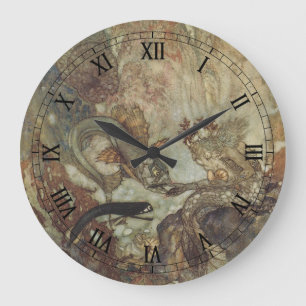 Grande Horloge Ronde Conte de fées vintage, La Sirène par Edmund Dulac
