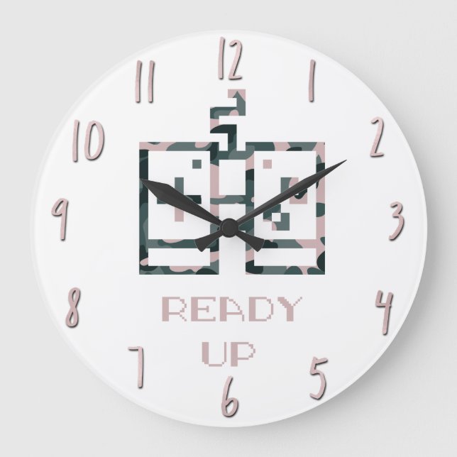 Grande Horloge Ronde Contrôleur de jeu Camouflage rose prêt Gamer (Recto)