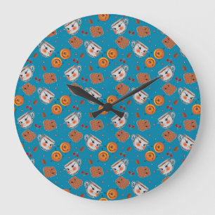 Grande Horloge Ronde Cookies, petits pains : motif arrière - plan bleu