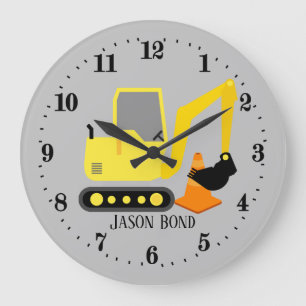 Grande Horloge Ronde cool de construction creveur camion ajouter nom