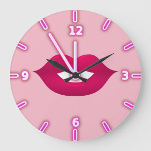 Grande Horloge Ronde Cool Girly  Lèvres Tendances -Personnalisé