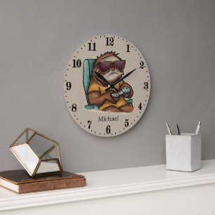 Grande Horloge Ronde Cool unisex sloth gaming ajouter nom