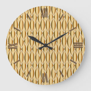 Grande Horloge Ronde Copie de ruban de la moitié du siècle - brun et