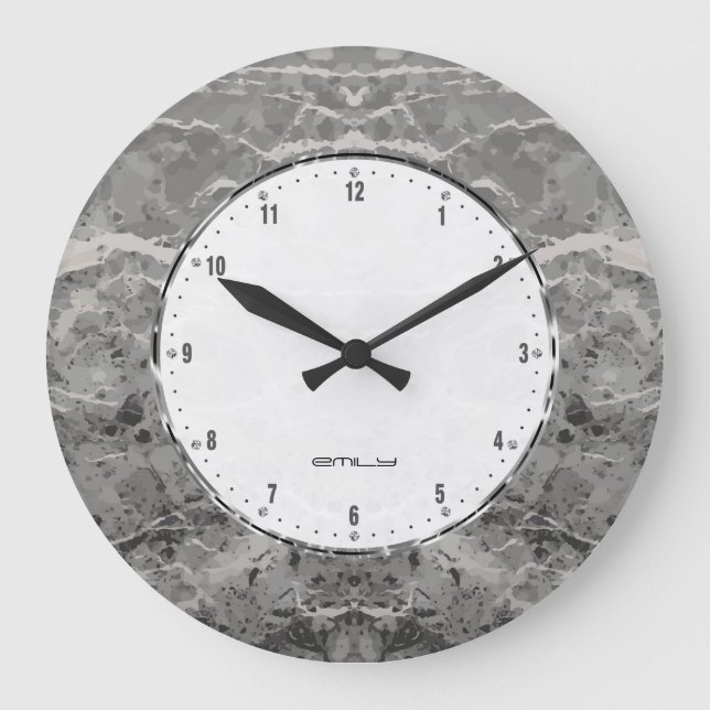 Grande Horloge Ronde Copie en pierre de marbre gris-foncé (Recto)