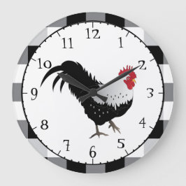 Grande Horloge Ronde Coq avec le contrôle blanc noir
