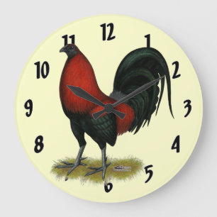 Grande Horloge Ronde Coq Rouge Noir American Game BB