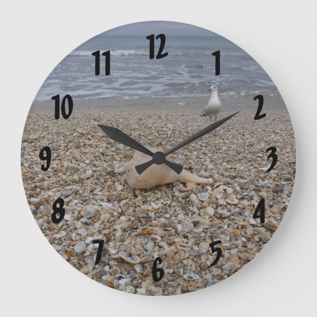 Grande Horloge Ronde Coquillages et mouettes (Recto)