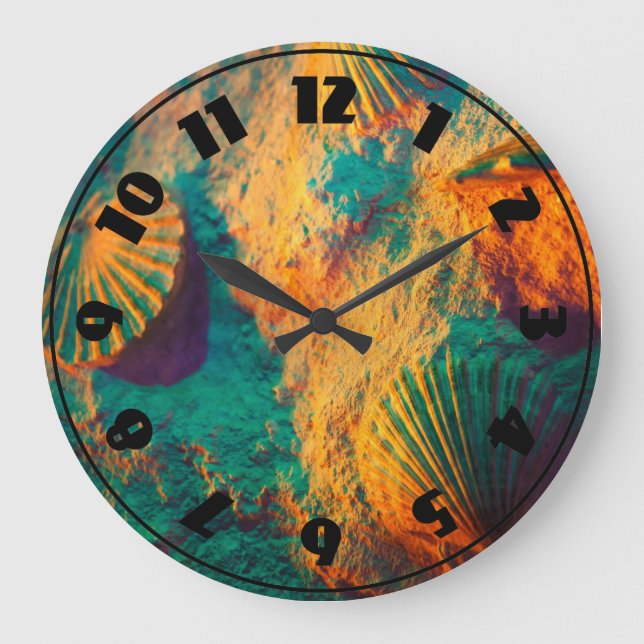 Grande Horloge Ronde Coquillages et sable (Recto)