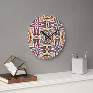 Grande Horloge Ronde Coral Orange Rouge Rose Violet Hanche Bohème Bali 
