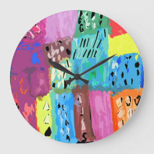 Grande Horloge Ronde Correctifs colorés